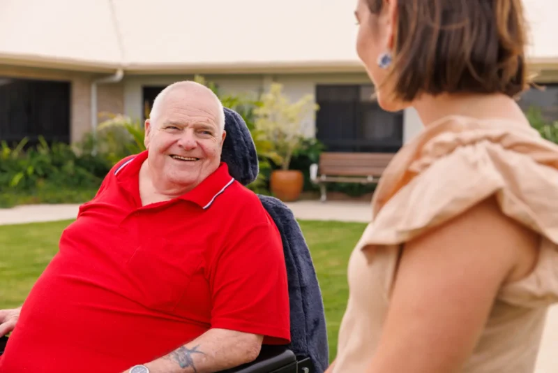 Support at home client smiling