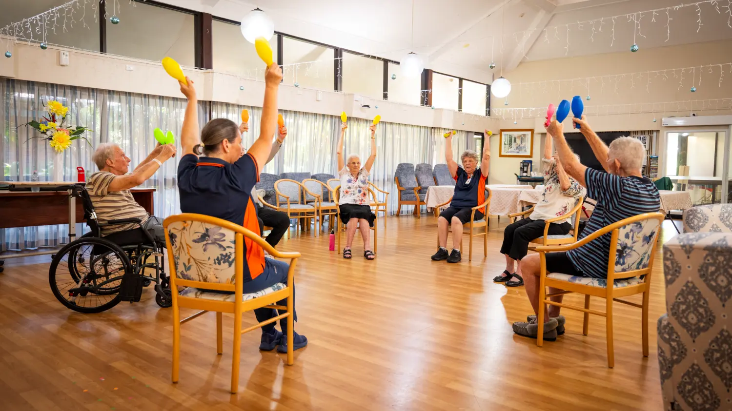 Residents St Martin's involved in Allied health service exercise class