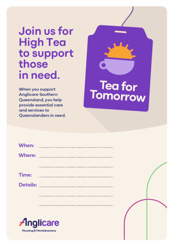 Tea for Tomorrow - digital event details poster.