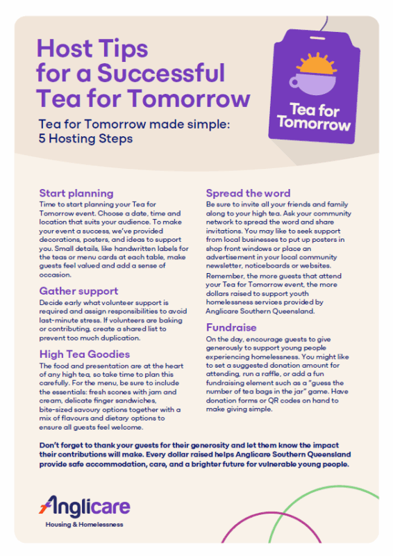 Tea for Tomorrow hosting tips.