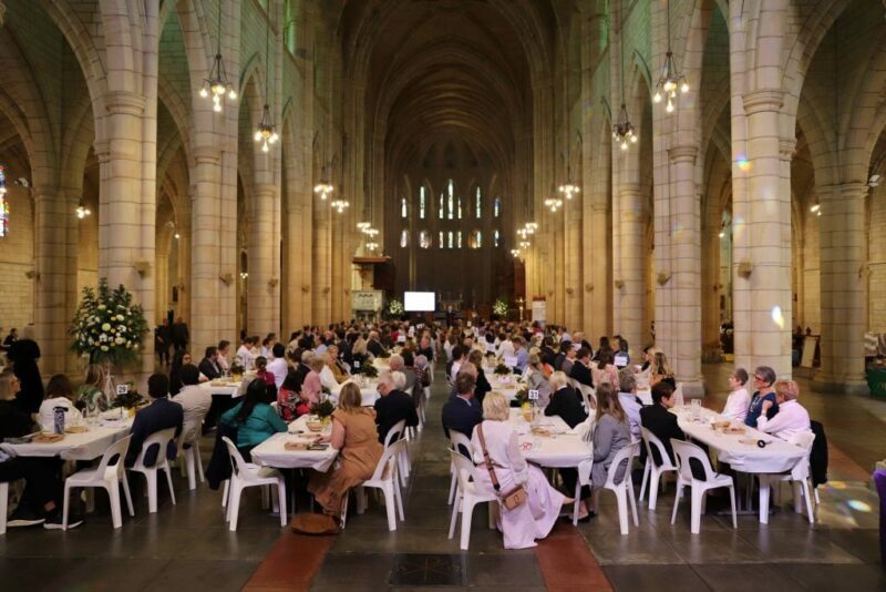 More than 300 guests enjoying the Loaves and Fishes luncheon fundraiser, which was held in St John’s Cathedral on Tuesday 3 June 2025