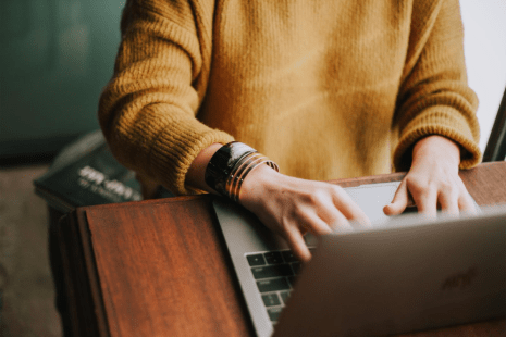 Woman at computer researching family counselling