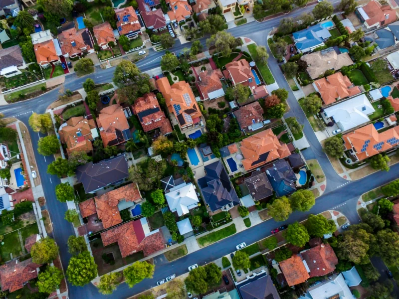 Arial shot of a suburb