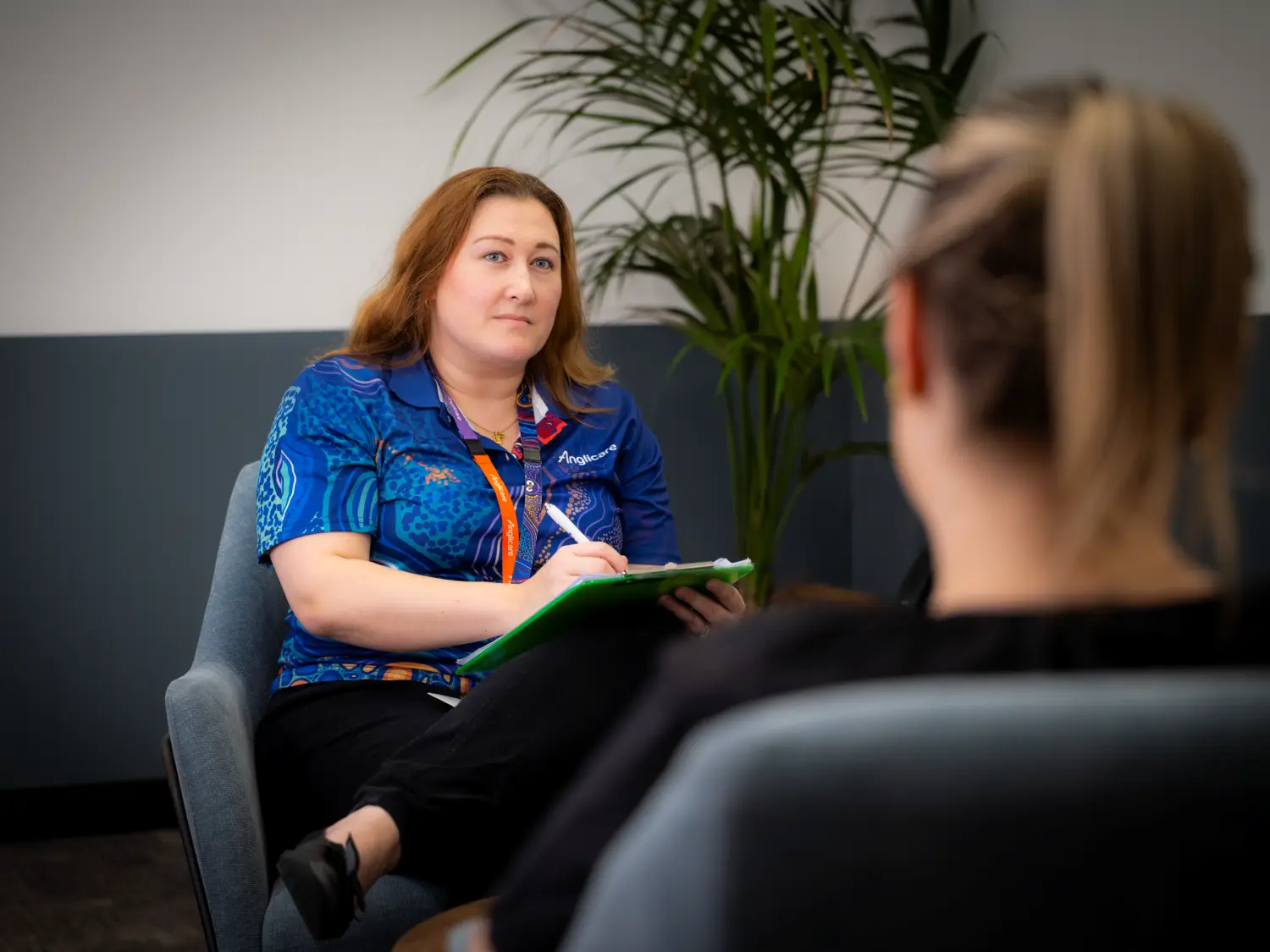 Woman in a single couples counselling session.