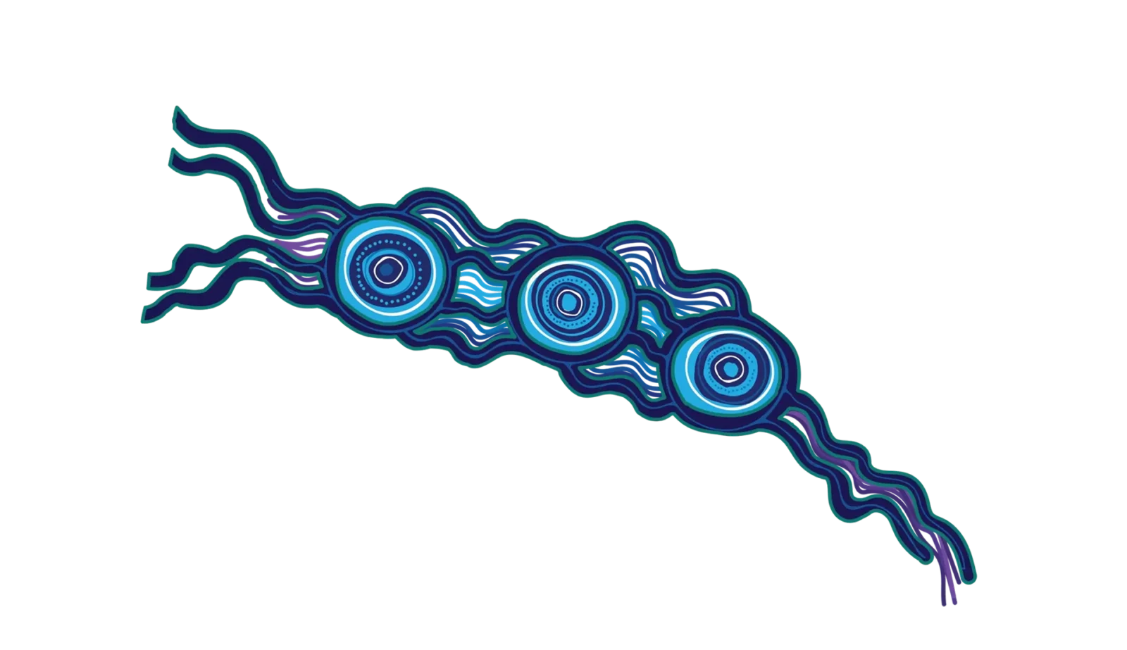 Long blue motif from artwork with three big circles