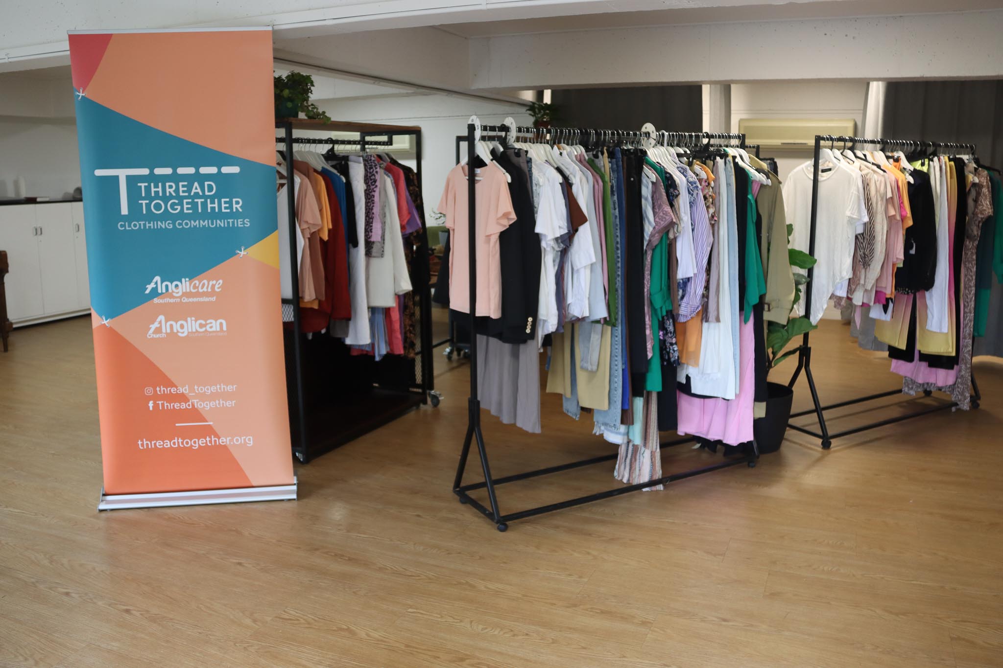 Pictured are some of clothes available to collect at Thread Together