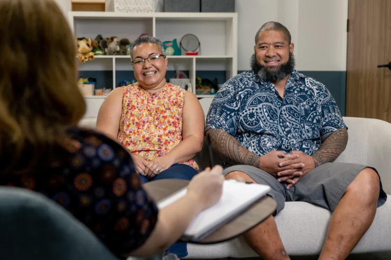 Man and woman in a couples counselling program session.